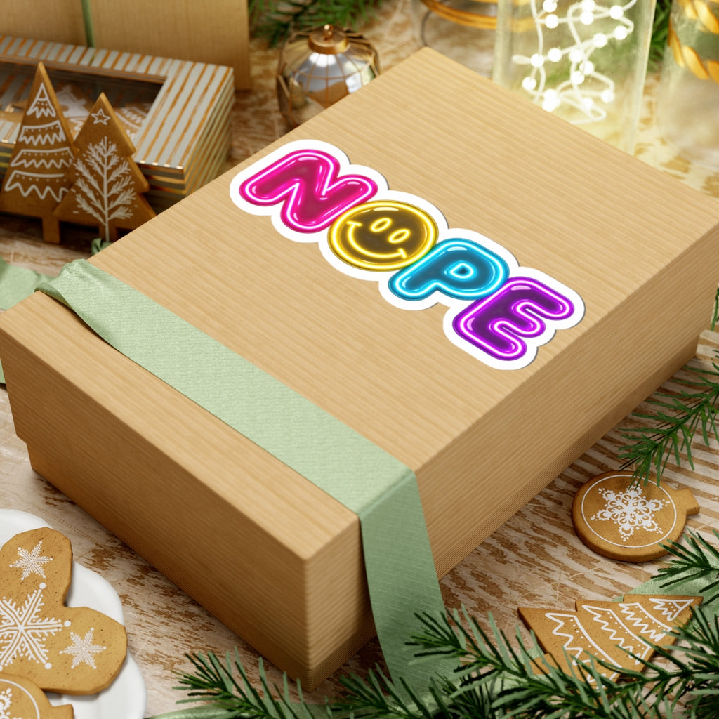 Neon NOPE smiley sticker | Retro Throwback Sticker