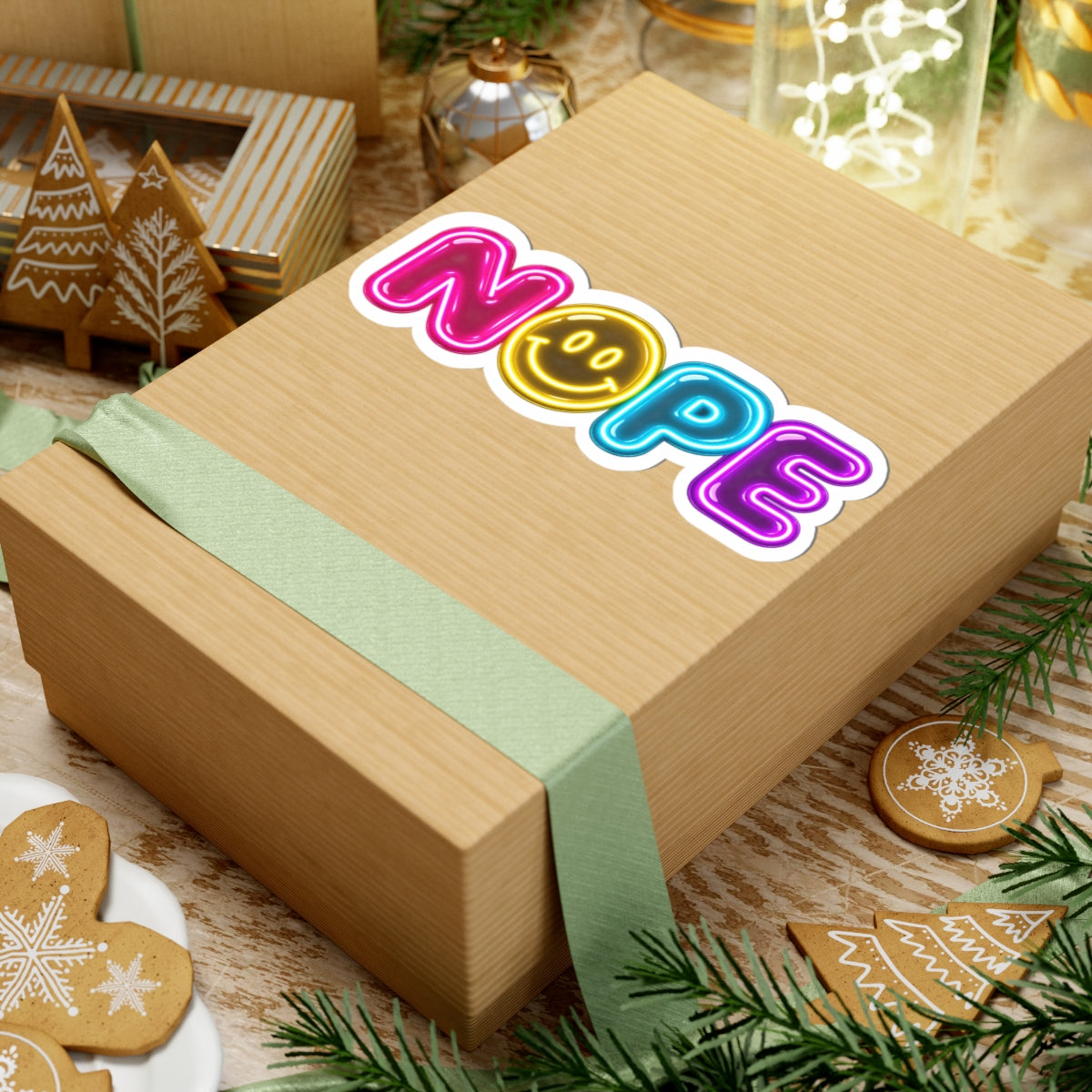 Neon NOPE smiley sticker | Retro Throwback Sticker
