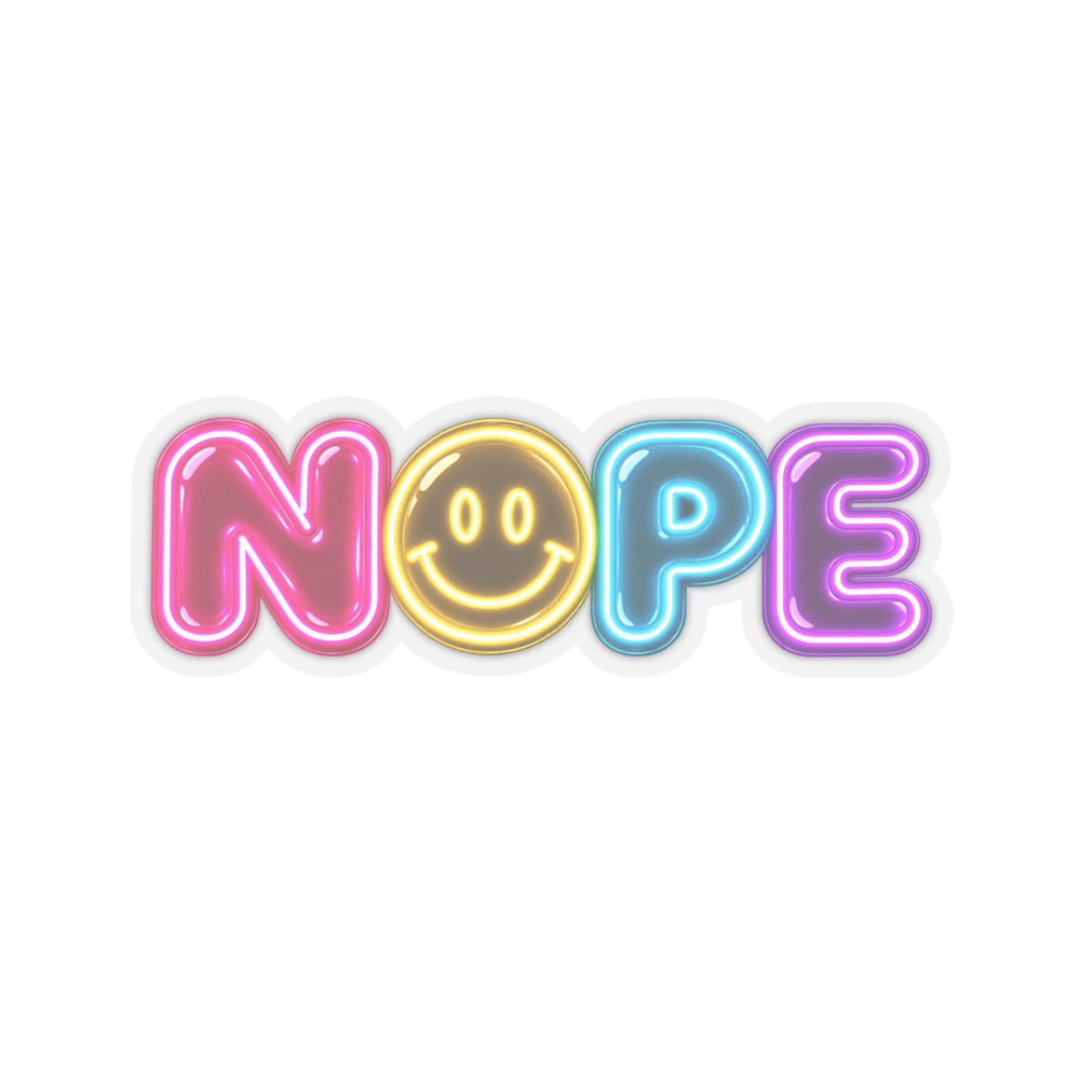Neon NOPE smiley sticker | Retro Throwback Sticker