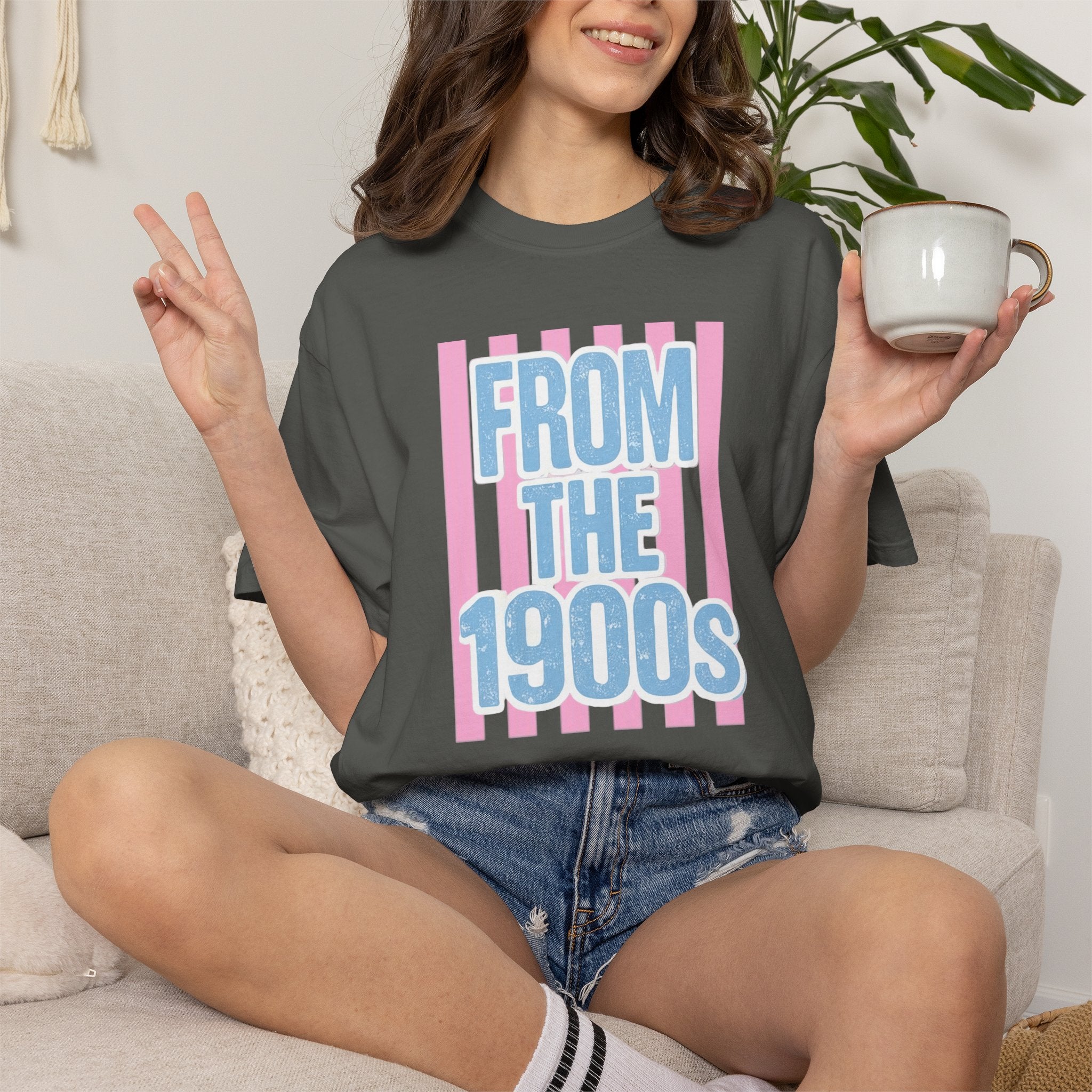 "From the 1900s" Retro Graphic Tee | Funny Millennial 90s Nostalgia Shirt | Pastel Aesthetic Comfort Colors Oversized Streetwear Top