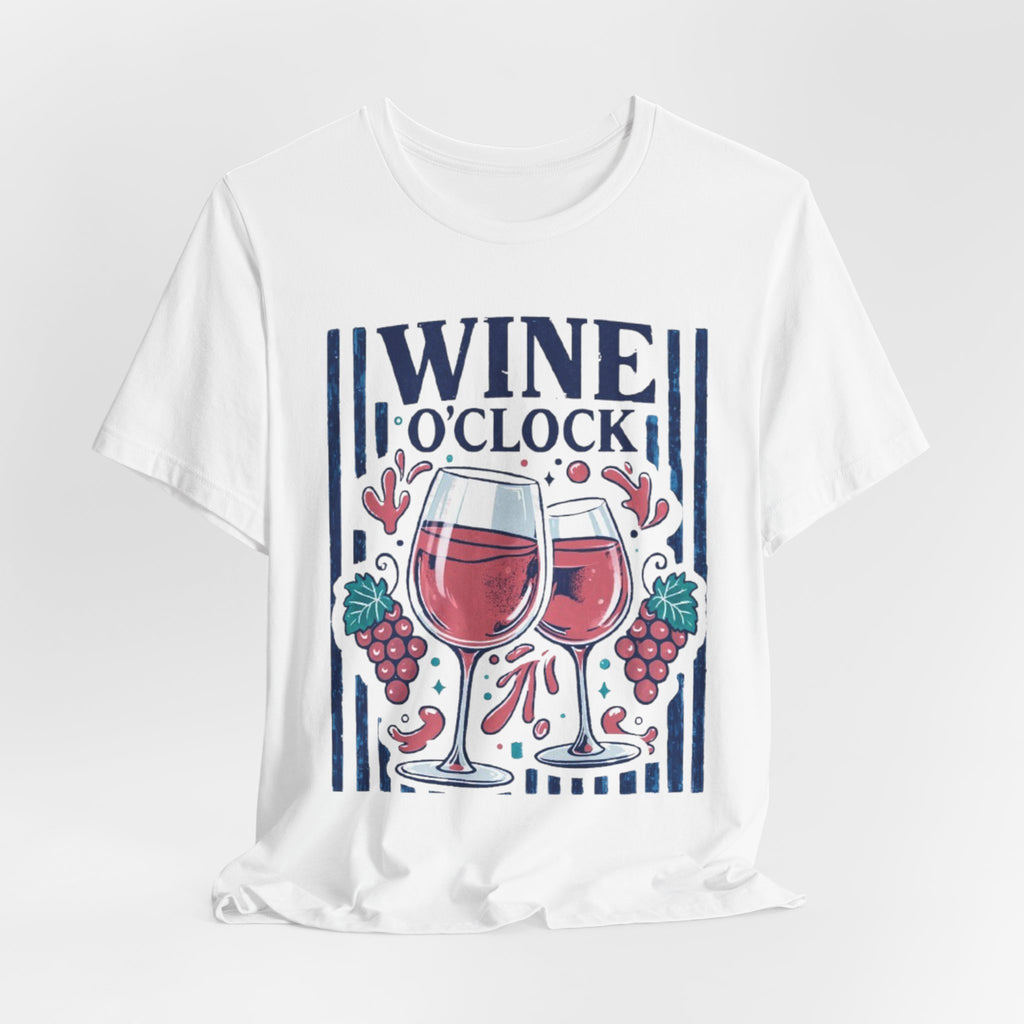 Wine O'Clock T-Shirt | Wine Glasses, Grapes, Vintage Stripes