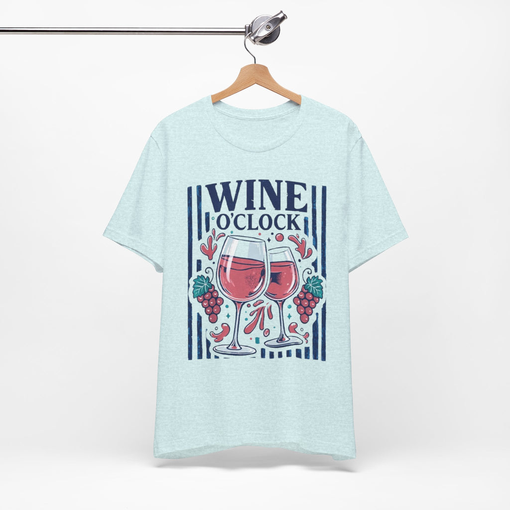 Wine O'Clock T-Shirt | Wine Glasses, Grapes, Vintage Stripes