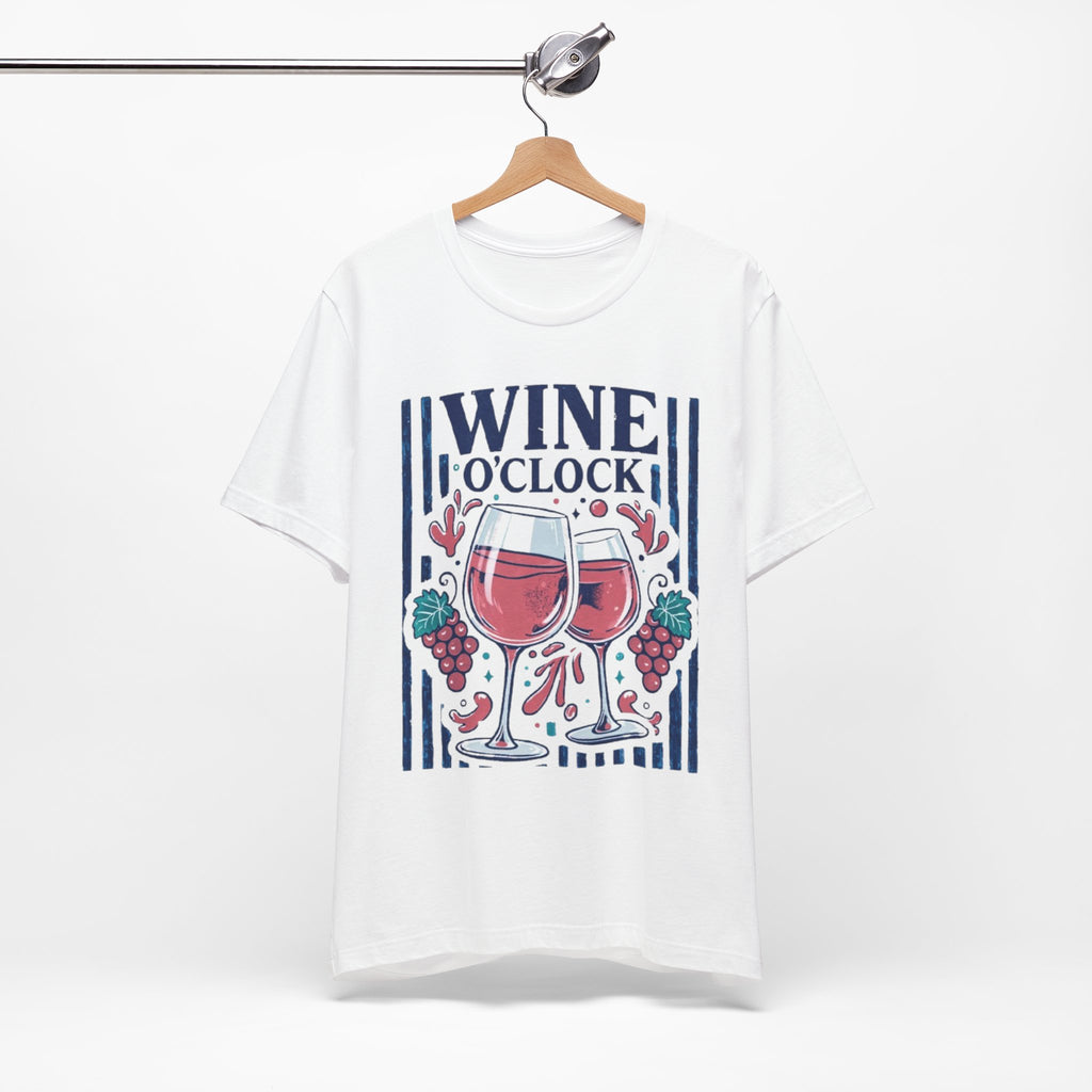 Wine O'Clock T-Shirt | Wine Glasses, Grapes, Vintage Stripes